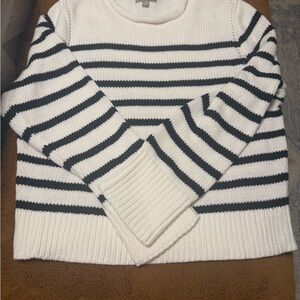J. Crew navy and White Striped roll neck Sweater